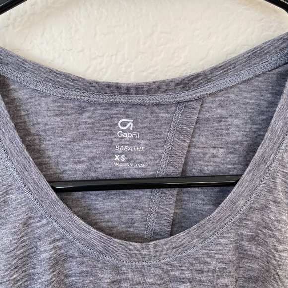 GapFit Gray Breathe Tank Top Back Tie Size XS - Picture 3 of 3